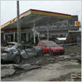 東日本大震災直後のガソリンスタンド
